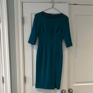 Black Halo Sheath Dress with Bateau Neckline